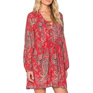 Free People Rain Or Shine Red Boho Dress